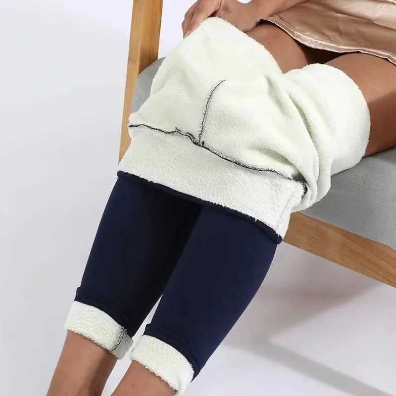 Ultra thick imitation lamb cashmere artificial velvet leggings winter plush thickened high waisted long pants warm pantsT251016