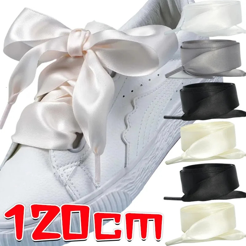 Satin Silk Ribbon Shoelaces Woman Girls Y2K White Sweet for Sneakers Premium Decorative Shoes Charm Laces Accessories 120CM 251014