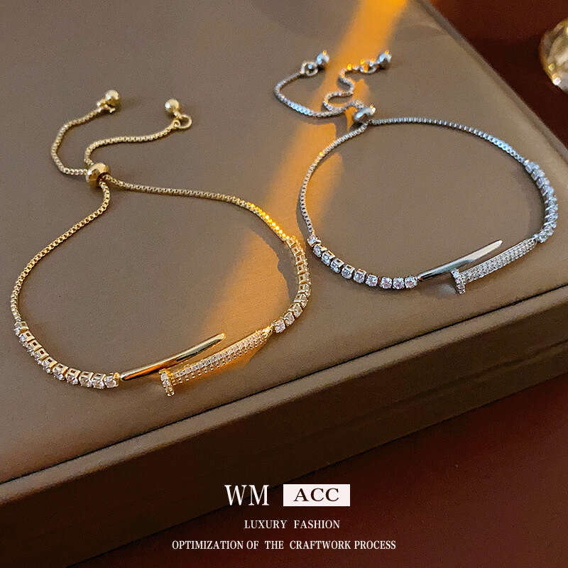 Real Gold Plated Zircon Splicing Smiley Face Bracelet Korean Style Light High-end Fashion Simple Elegant Women's Jewelry ddmypluto