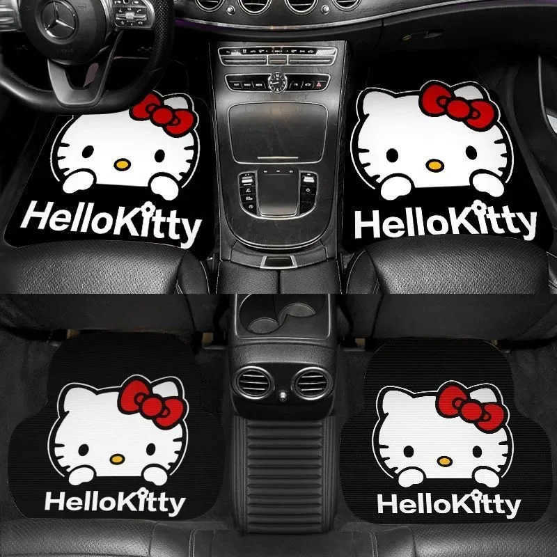 Sanrio 2pcs Kawaii Hello Kitty Car Floor Mats Kuromi Cinnamoroll Anime Cartoon Sweet Fashion Exquisite Universal Decoration Mats L251016