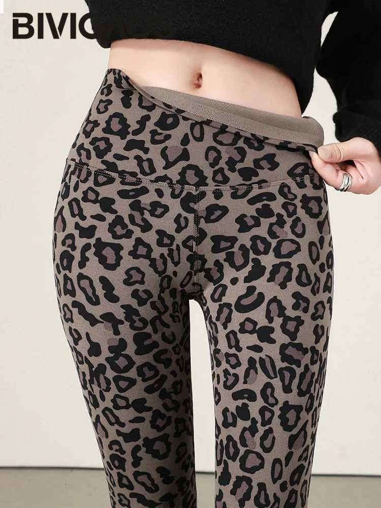BIVIGAOS New Autumn Winter Thin Velvet Fashion Leopard Sharkskin Leggings Women High Waisted Sexy Slim Tight Warm LeggingsT251016