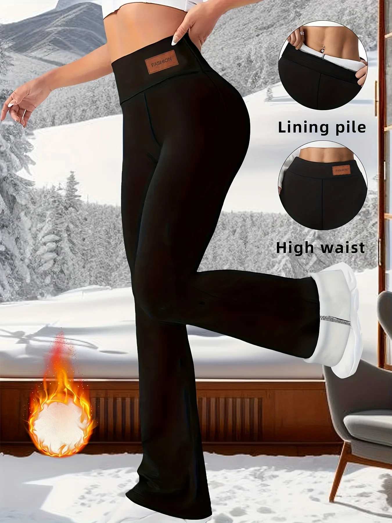 Womens fleece lined leggings winter flared leggings warm training hiking yoga pantsT251016