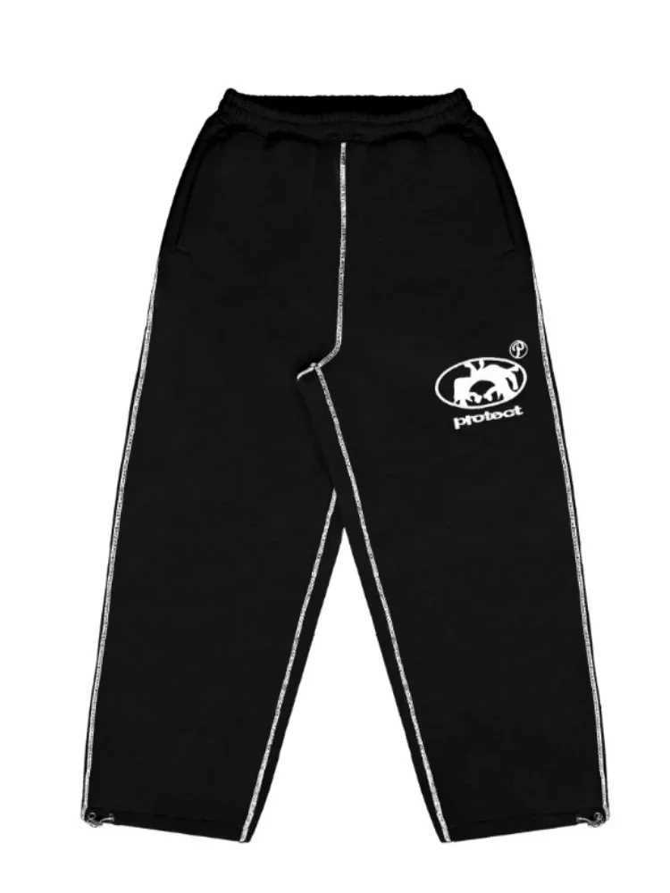HOUZHOU Y2k Embroidery Cargo Sweatpants Women Hip Hop Streetwear Black Gray Joggers Oversize Casual Trousers Work Pants Harajuku J251203