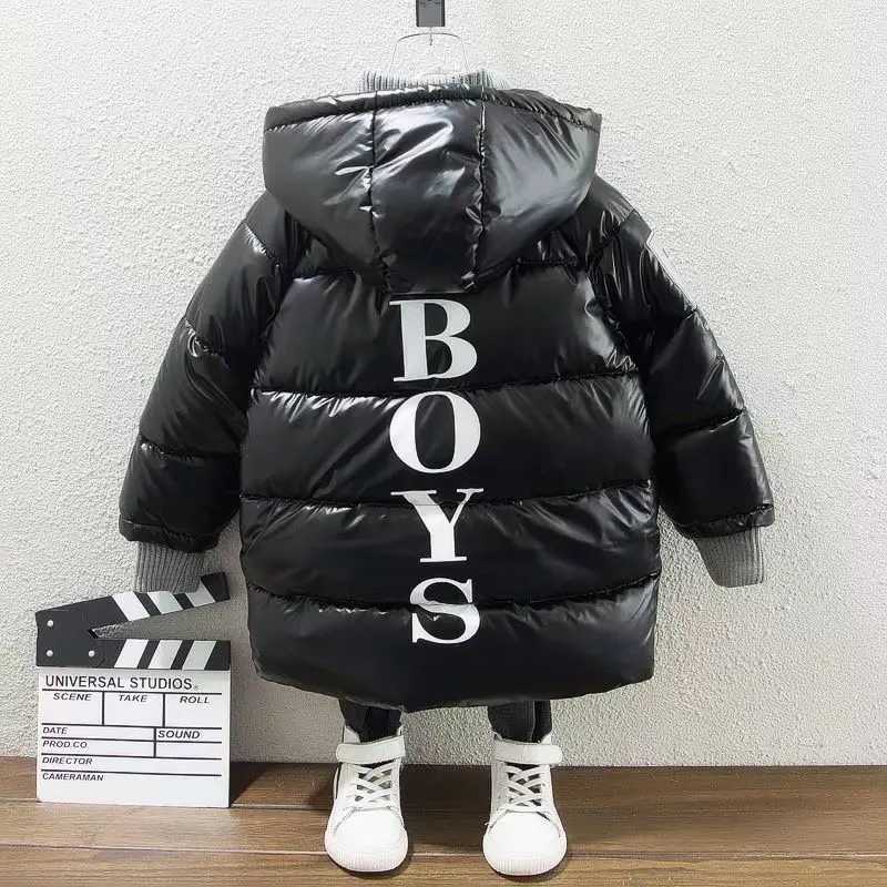 New Winter Hooded Coat Children Outerwear Down Cotton Jacket Boys Black Clothing Teenage 27Y Kids Parka Padded SnowsuitT251016