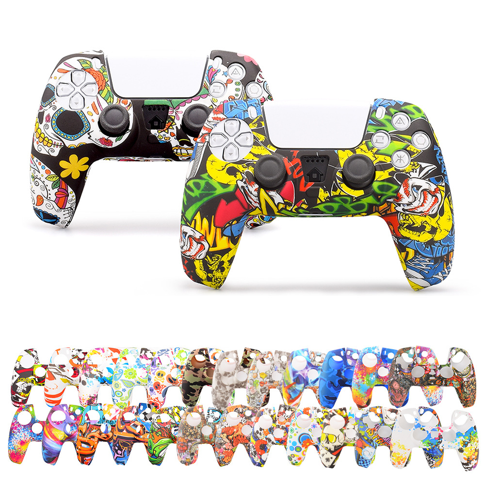 Graffiti Silicone Controller Cover for PS5 Stylish Anti-Slip Protective Skin for DualSense