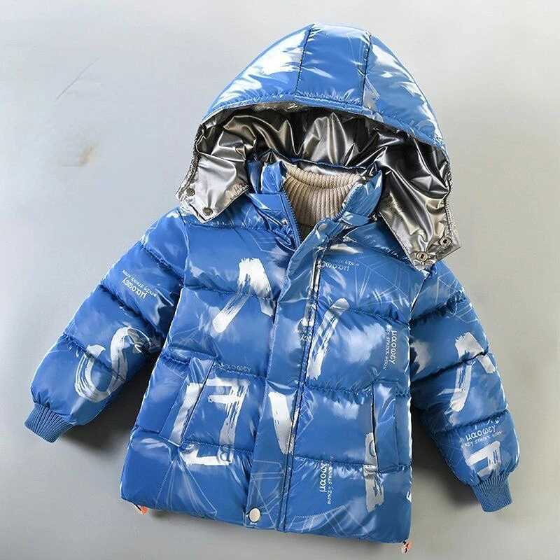 2024 Childrens New Bright Leather Wash Free Down Cotton Coat Thickened Boys Winter Wear Fashion 30 Degrees 10 9 11 YearsT251016