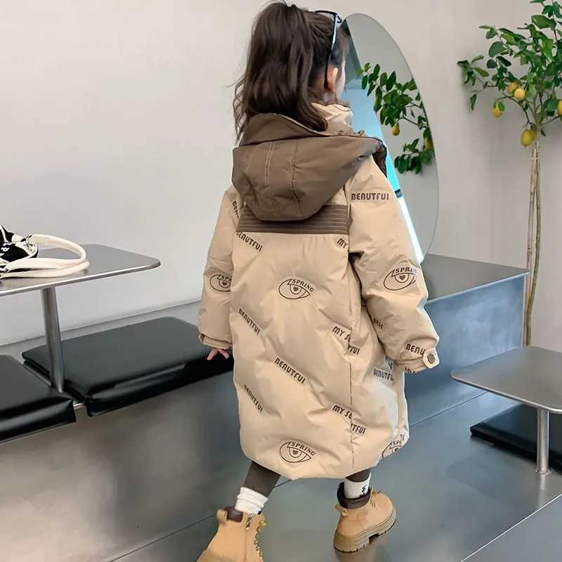 Girls Winter Clothing down Jacket New Western Style Childrens Winter White Duck down Coat Girls Thickened Long Section TopT251016
