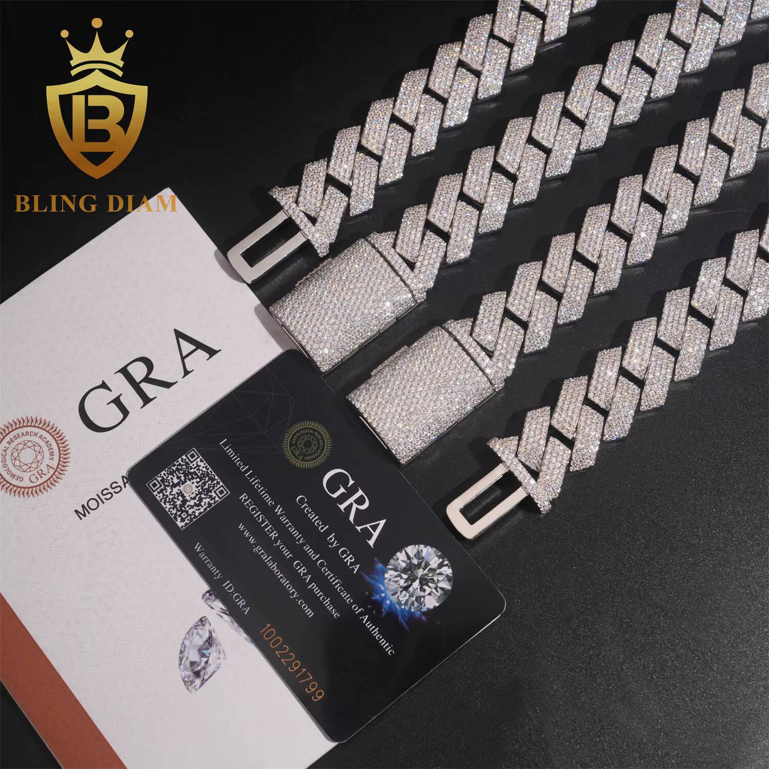 4Rows 20mm Hip Hop Moissanite Cuban Llink Chain 925 Silver Iced Out Cuban Chain Bracelet Pass Diamond Tester