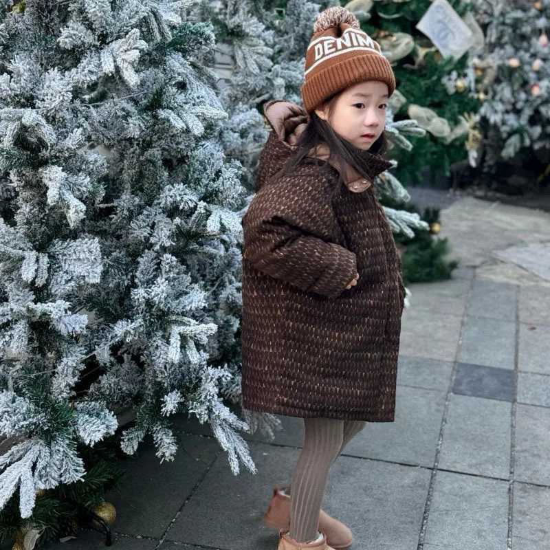 Chlidrens Reversibledown Coat 2025 New Korean Fashionable Casual Daily Long Sleeve Vintage Thicken Warm Cottonpadded ParkasT251016