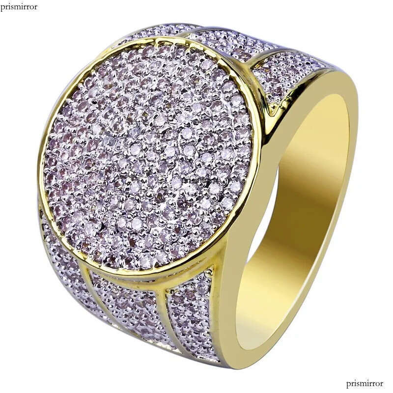 Mens Hip Hop Gold Jewelry Fashion Iced Out Ring Simulation Dia Rings For Men