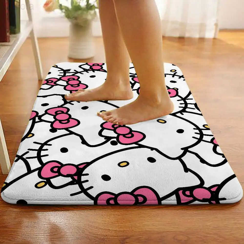 Sanrio HHello Kawaii Kittys Floor Mat Bathroom Absorbent Mat Simple Door Dirtresistant Mat Home Kitchen Mat Foot Mat Entry Mat L251016