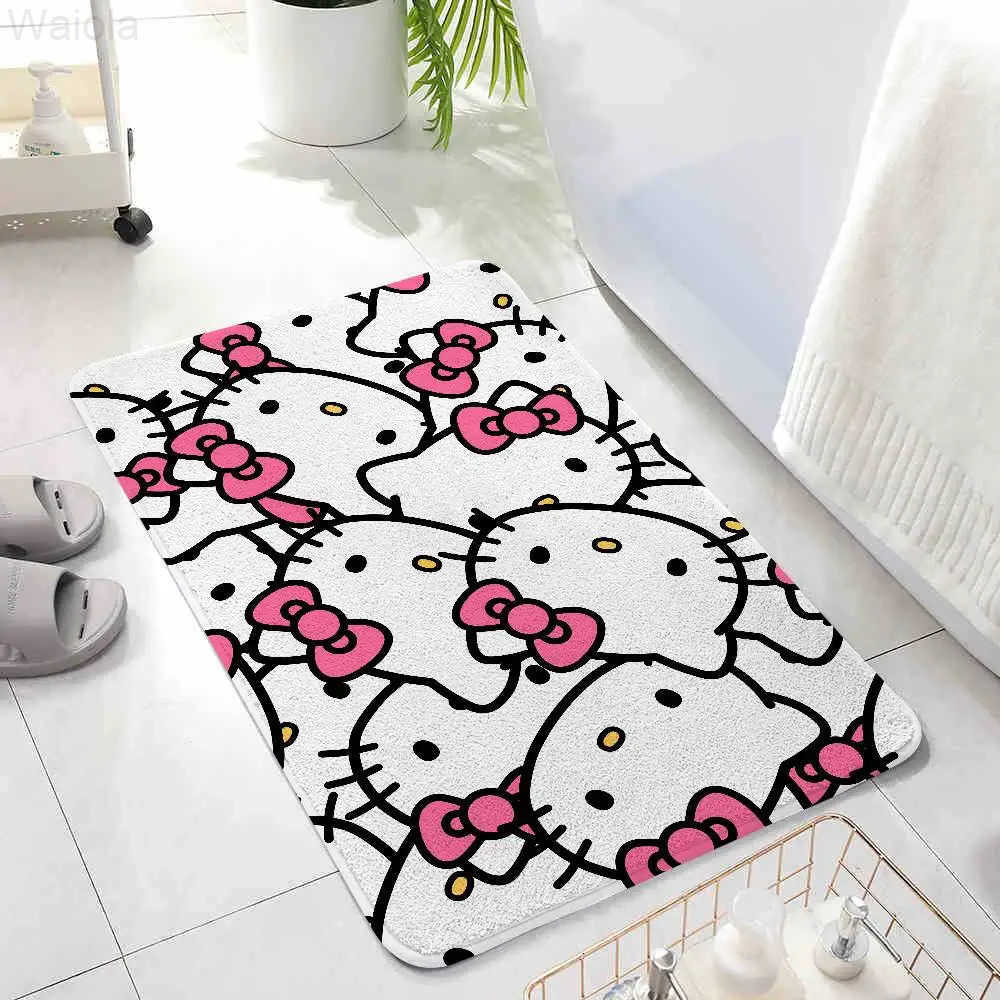 Sanrio HHello Kawaii Kittys Floor Mat Bathroom Absorbent Mat Simple Door Dirtresistant Mat Home Kitchen Mat Foot Mat Entry Mat L251016