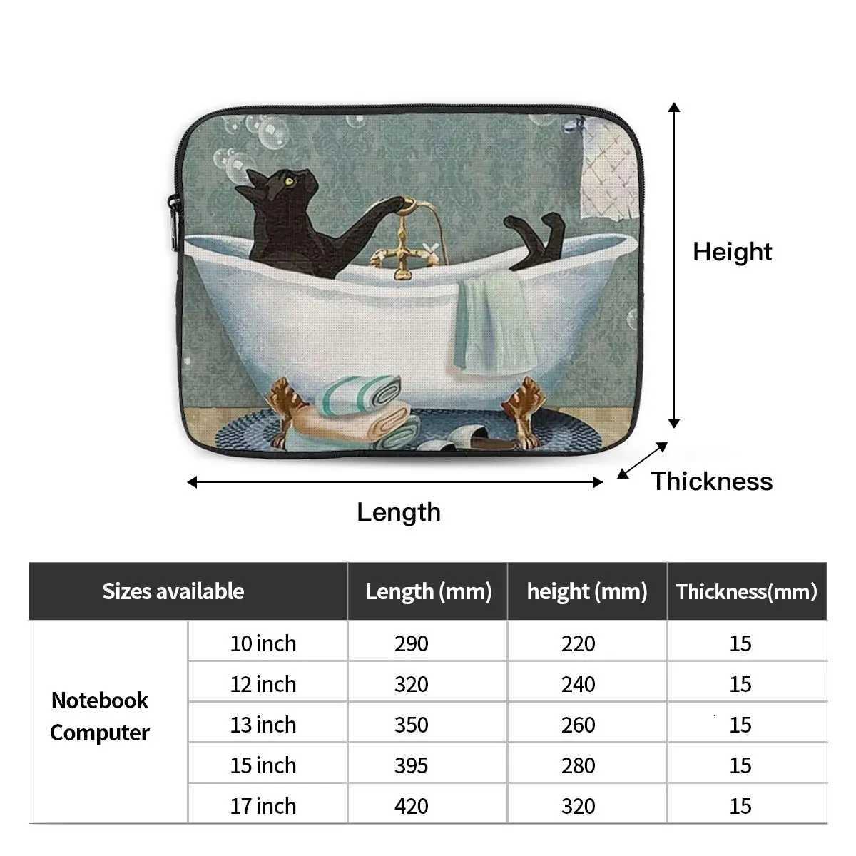Black Cat Soap In Bathroom 12 13 15 17 Inch Laptop Sleeve Case Notebook Bag Case Cat Lovers Pet Shockproof Case BagW251015