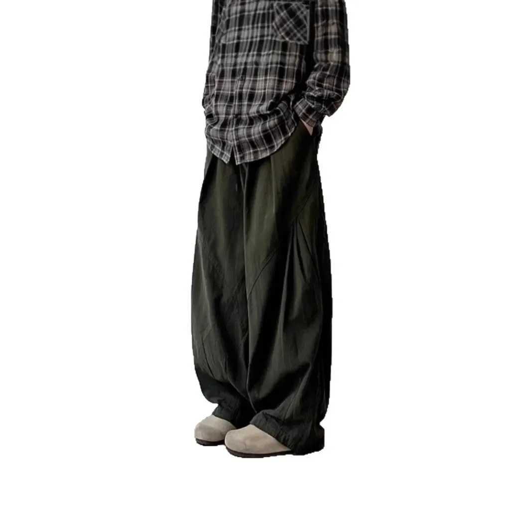 Japanese Style Functional Casual Pants Men Womens Preppy Vintage Versatile Loose Fit Straight Leg Bell Bottoms Work J251203