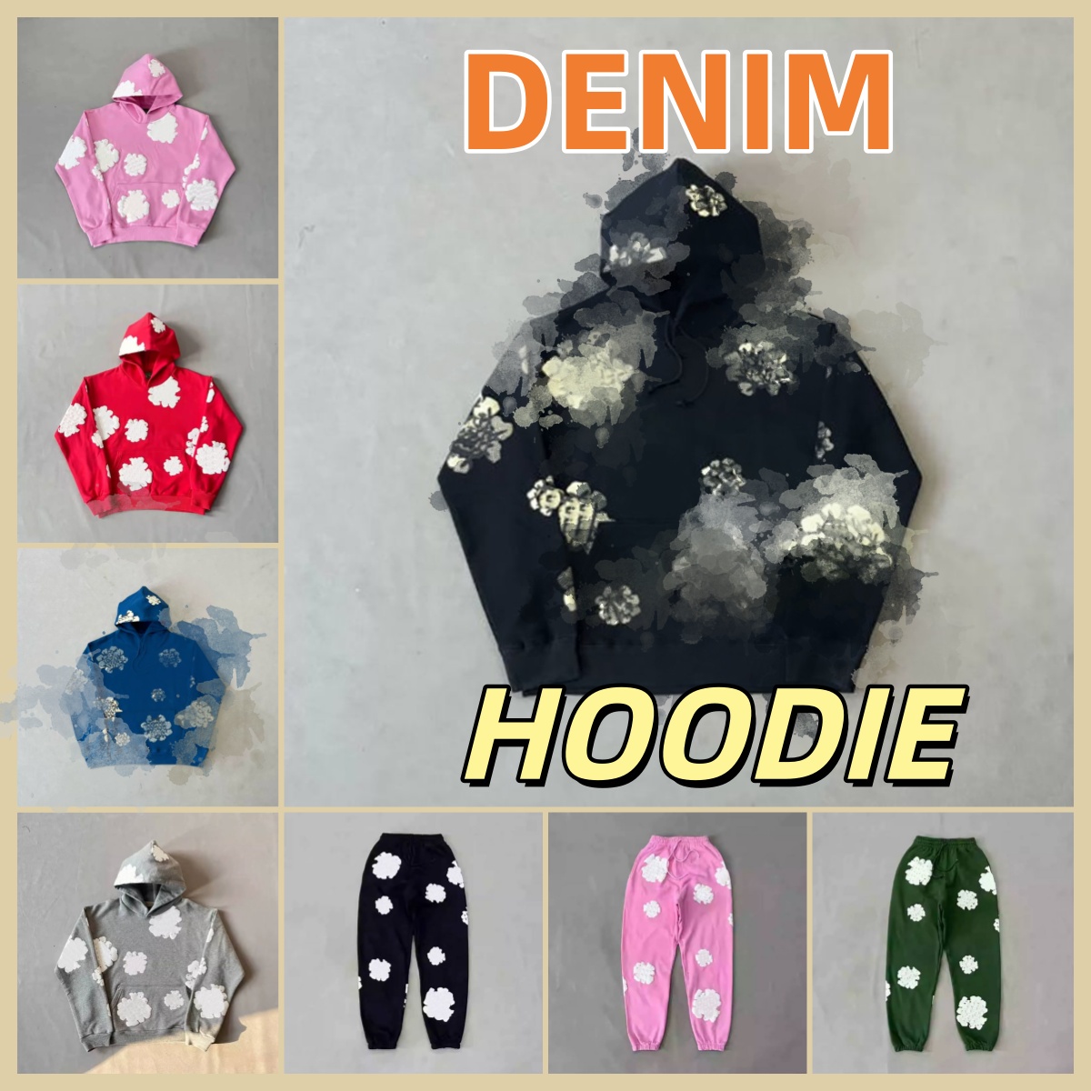 denim hoodie designer hoodie mens hoodies sweatshirts pullover hooded print designer for man and woman hip hop fashion sweatpants SIZE US s-xl