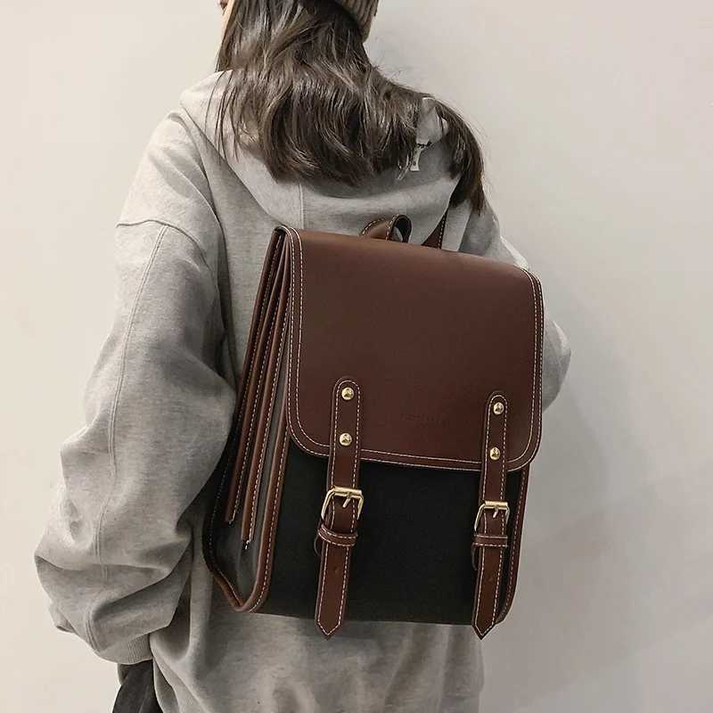 Preppy style women backpack Large Capacity Laptop Bag Casual School Backpacks for Girls patchwork Travel bags for Female totesT251016
