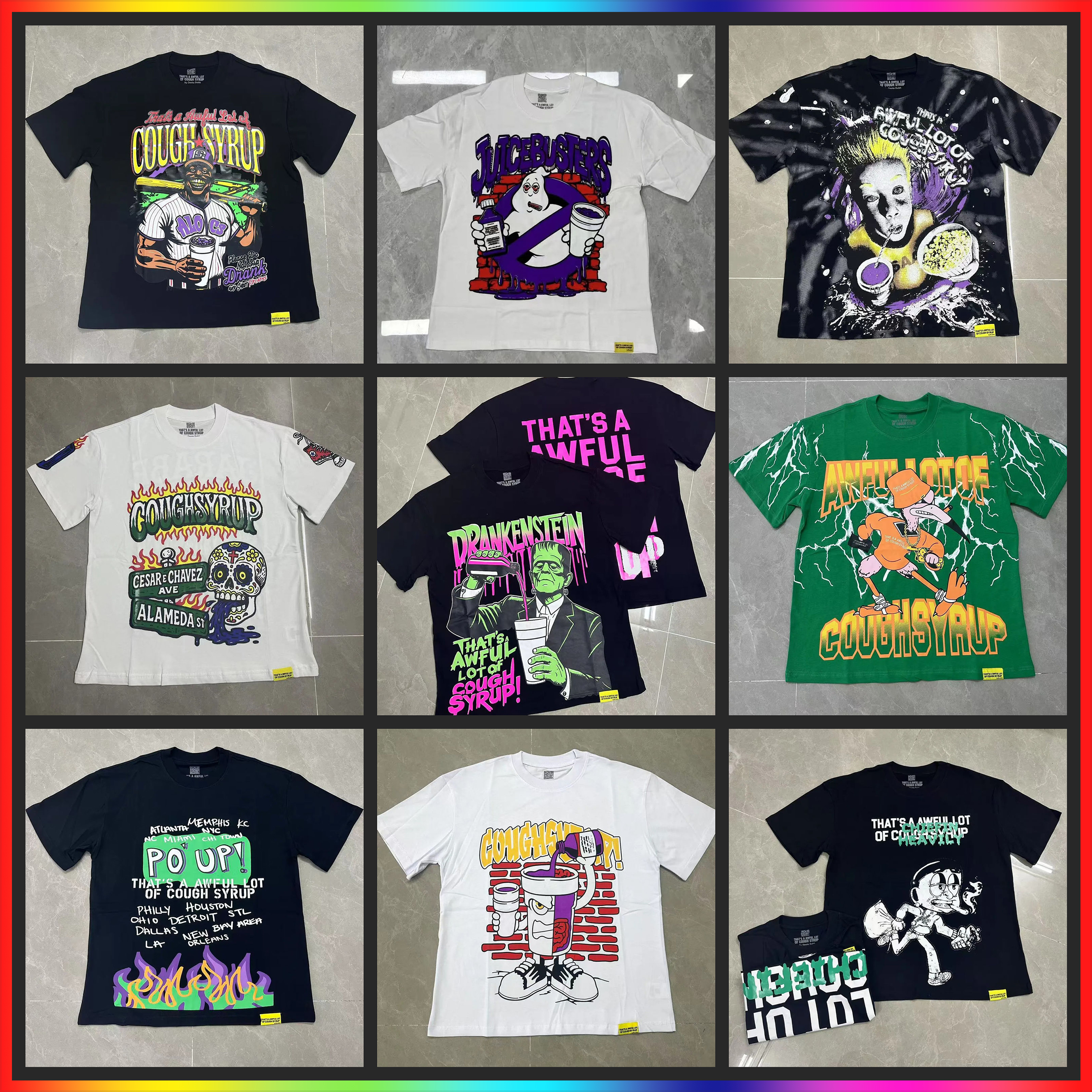 5A Designer shirt thats a awful lot of caugh syrup shirt designer men t shirt fashion street shirts graphic tee Hipster Fabric Stree Printing High Quality Hip Hop Tee