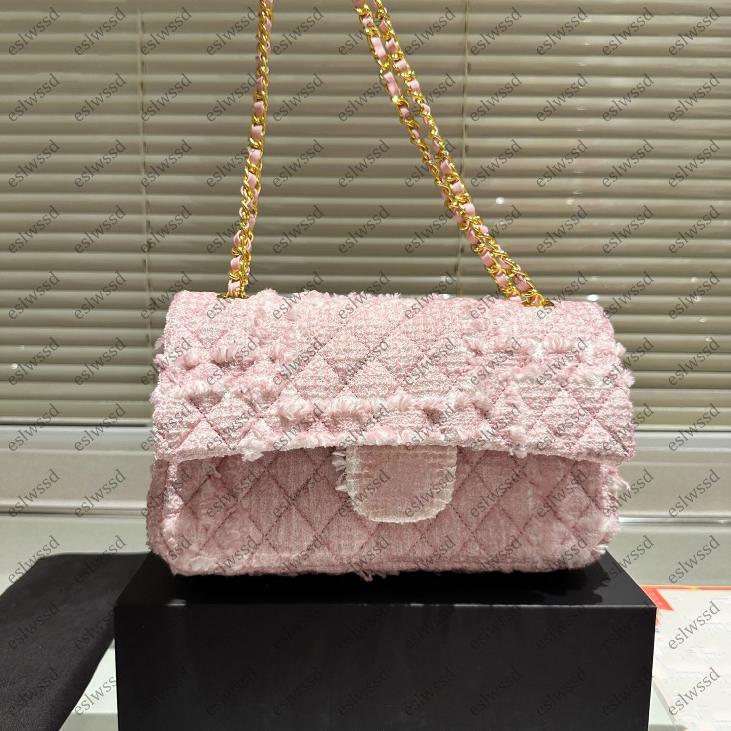 designer bag Luxury Bag pink double flap bag CF woolen fabric purse women shoulder bag classic handbag crossbody bag tote bag woven bag fashion new style fashion hobo