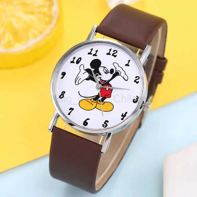 Disney Mickey Mouse Cartoons PU Strap Quartz Watch Childrens Watch Boy Girl Watch Ladies Wrist Student Clock Gift Relogio H251016