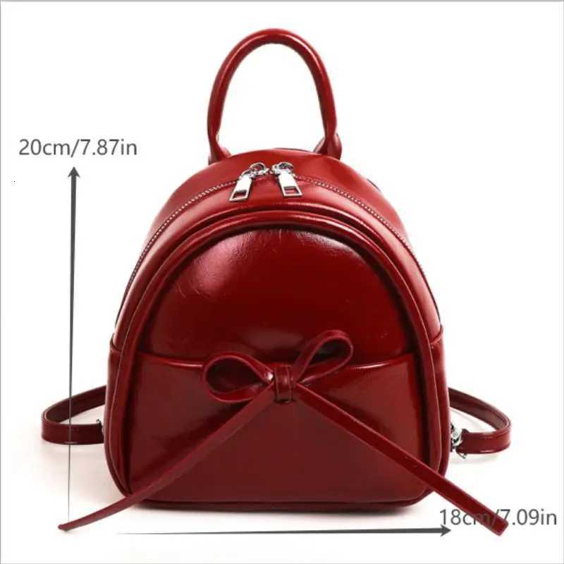 Simple and Fashionable Womens PU Backpack Cute Solid Bow Waterproof Zipper BagT251016