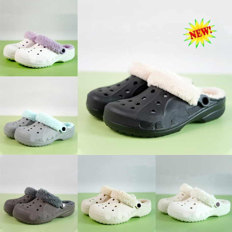 Designer Winter Slippers Women Men clog slides White Black Fashion Fur Cotton Veet Snow Warm Scuffs Booties outdoor indoor Home platform shoes top quality