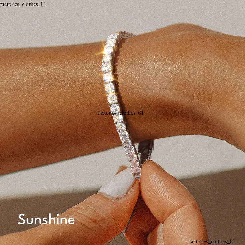 Moissanite Jewelry Women Men 2/3/4/5mm D Color VVS1 Round Cut Dia 14k White Gold Plated Sterling Sier Tennis Bracelet