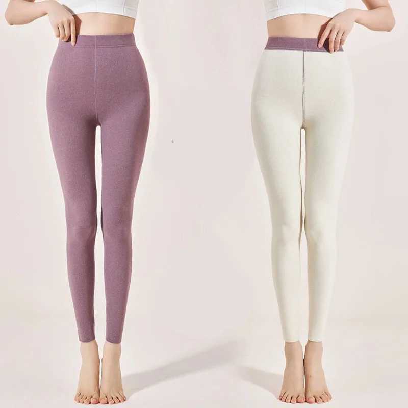 2025 Fall Winter New Velvet Padded Leggings Woman Sexy Tights Warm Fleece Leggings Lady Solid High Waist Elastic Yoga SweatpantsT251016