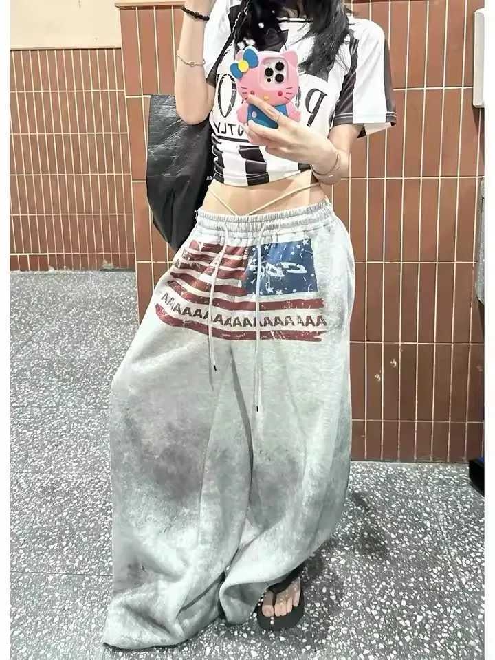Autumn and Winter Patten Printed Pants Y2K Vintage Baggy Streetwear Straight Sportpant High Waist Casual Jogging Sweatpants J251203