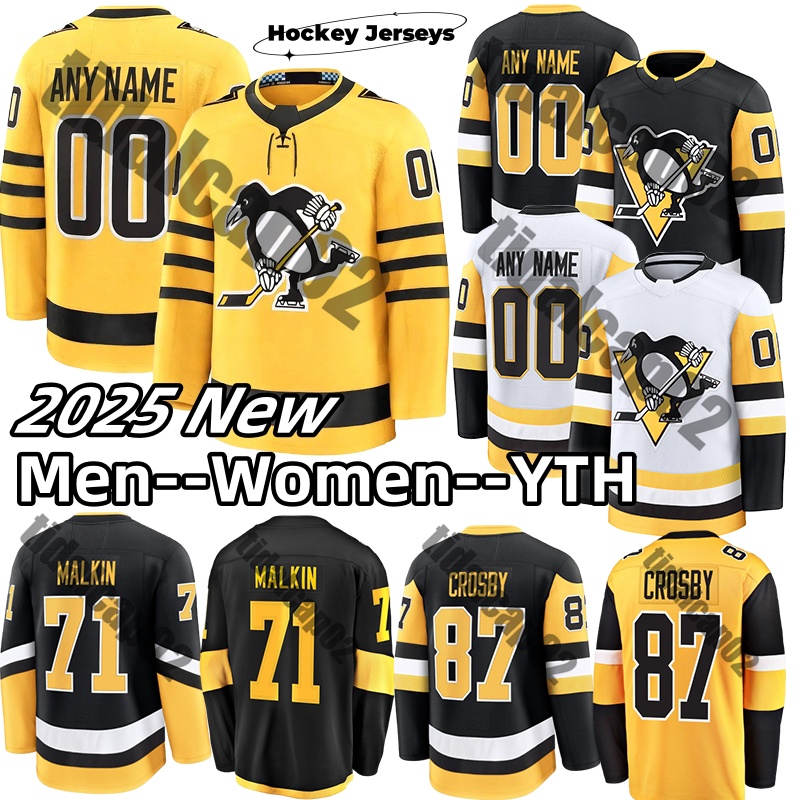 2025 New hockey Erik Karlsson #58 penguin jersey Kris Letang A #87 Sidney Crosby pittsburgh Hockey Jerseys