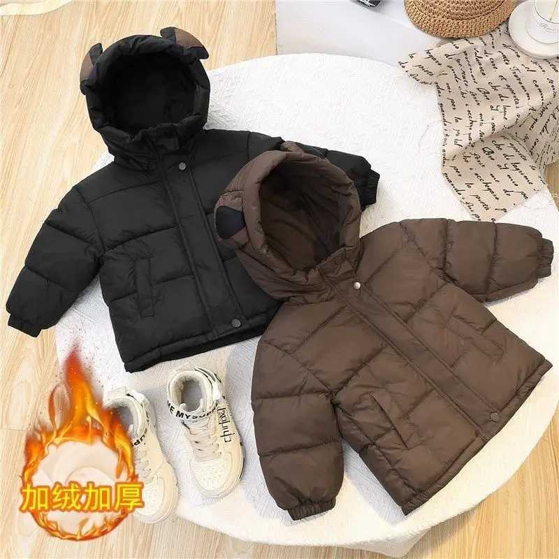 Winter Coats Girls Kids Winter Jacket Boys Hooded Solid Toddler Outwear Windproof Warm Little Girs Jacket D48T251016