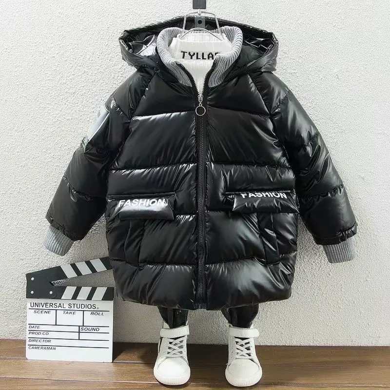 New Winter Hooded Coat Children Outerwear Down Cotton Jacket Boys Black Clothing Teenage 27Y Kids Parka Padded SnowsuitT251016
