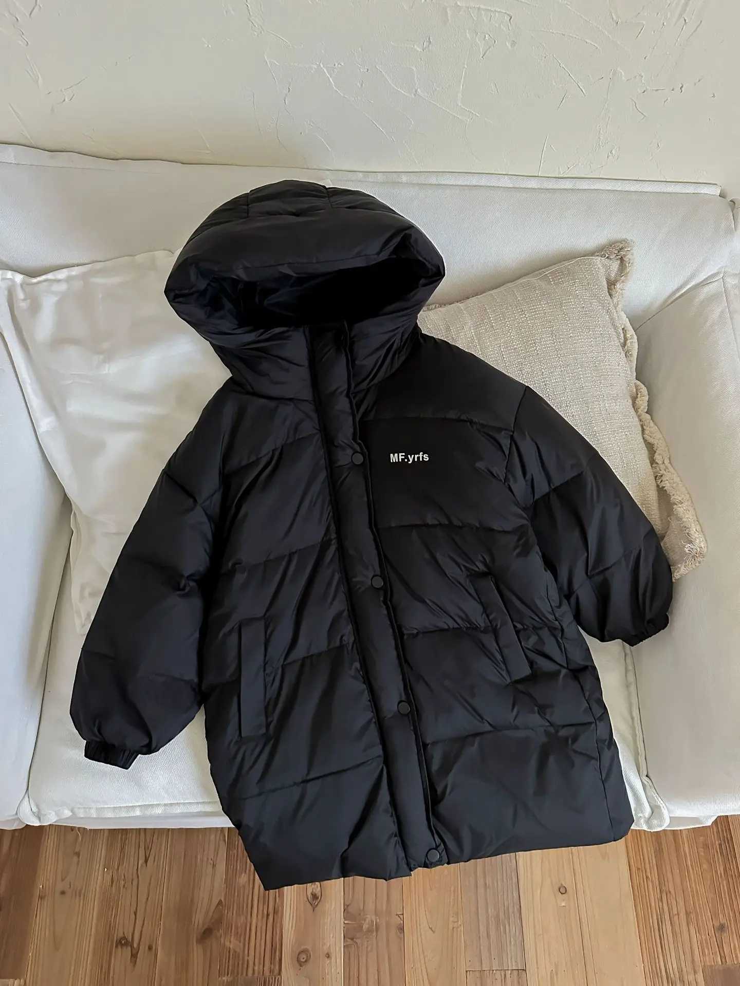 514Y Boys Girls Winter Long Down Coat 2025 New Thick KneeLength Down Jacket with White Duck Feather Loose KoreanT251016