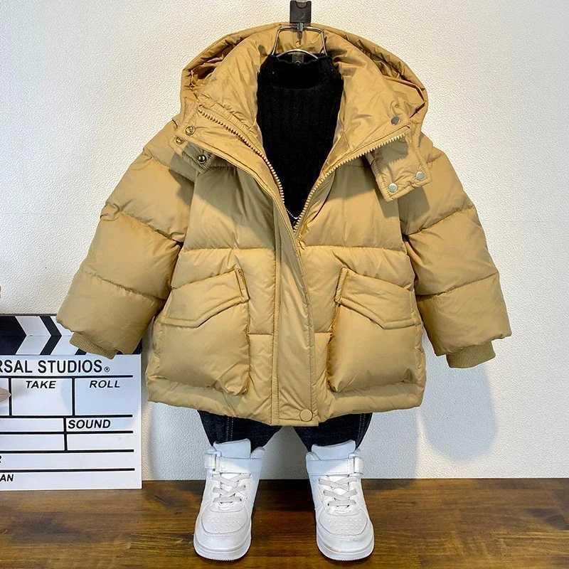 Boys Down Cotton Jacket Winter Clothing Childrens Cotton Coat Trendy and Cool Babys Medium and Long Hooded Warm CardiganT251016