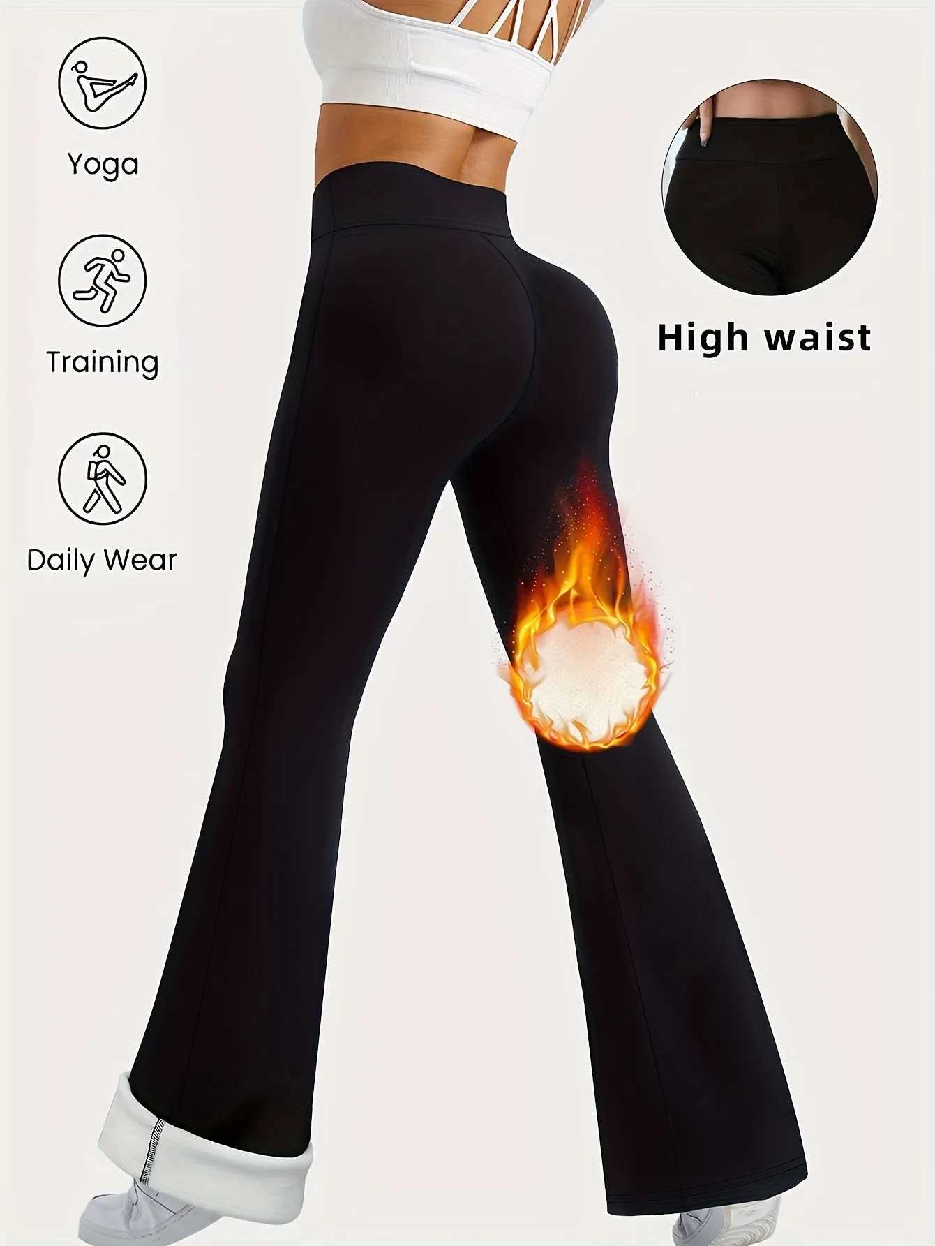 Womens fleece lined leggings winter flared leggings warm training hiking yoga pantsT251016