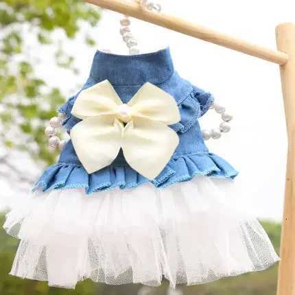 Dog Dress For Small Dogs Clothes Denim Wedding Dresses For Chihuahua Pet Princess Puppy Jeans Skirts for Pomeranian SpitzW251016