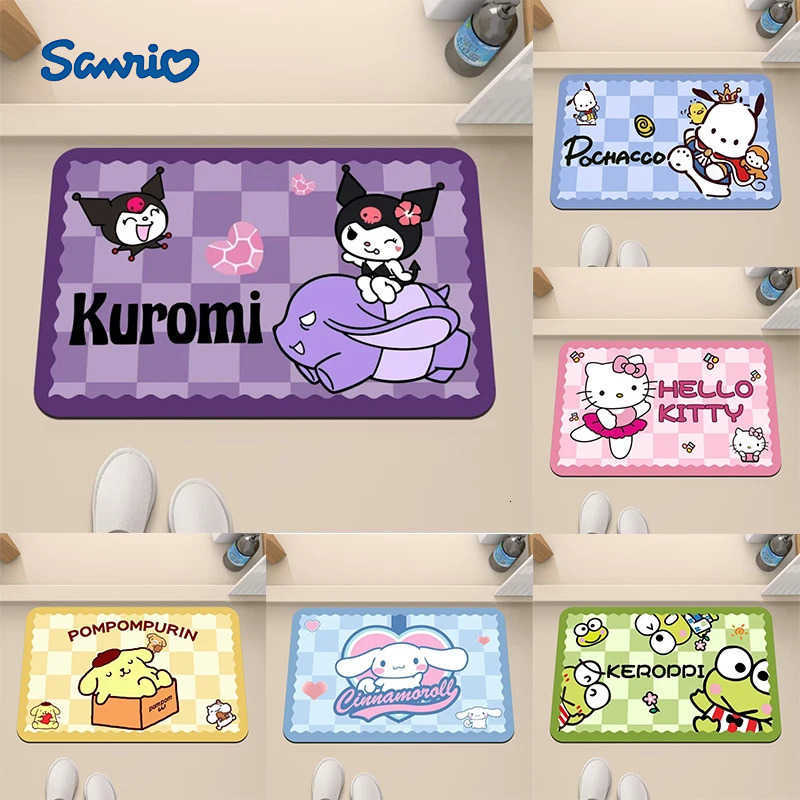 Sanrio Cartoon Kuromi Bathroom Mat Non Slip Bedroom Kitchen Drying Mat Washable Living Room Home Carpet Bath Floor Mat L2510161