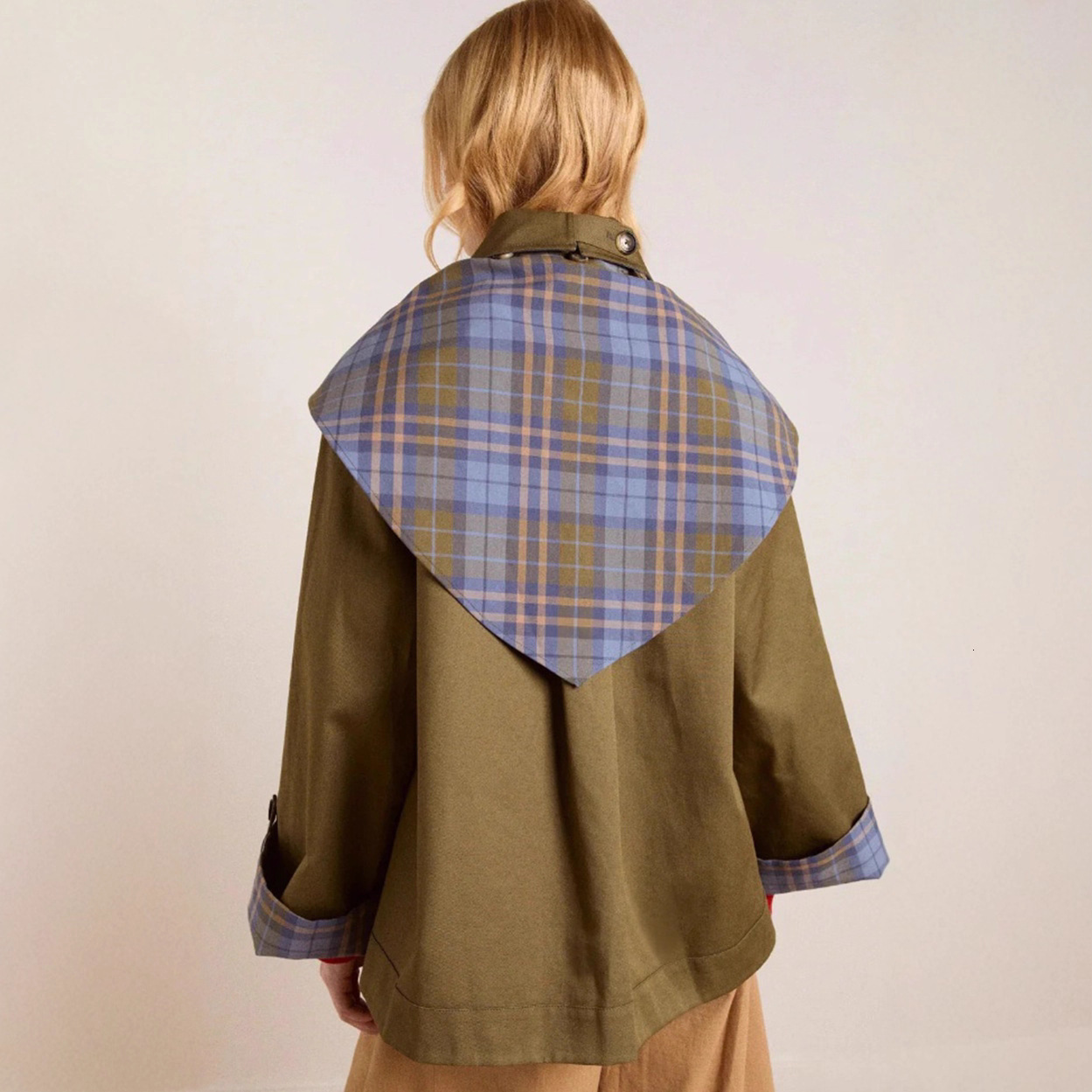 Chic Plaid Double Side Coats Women Lapel Single Breasted Long Sleeve Pocket Lace Up Jacket 2025 Autumn Lady Casual Outwear 250901