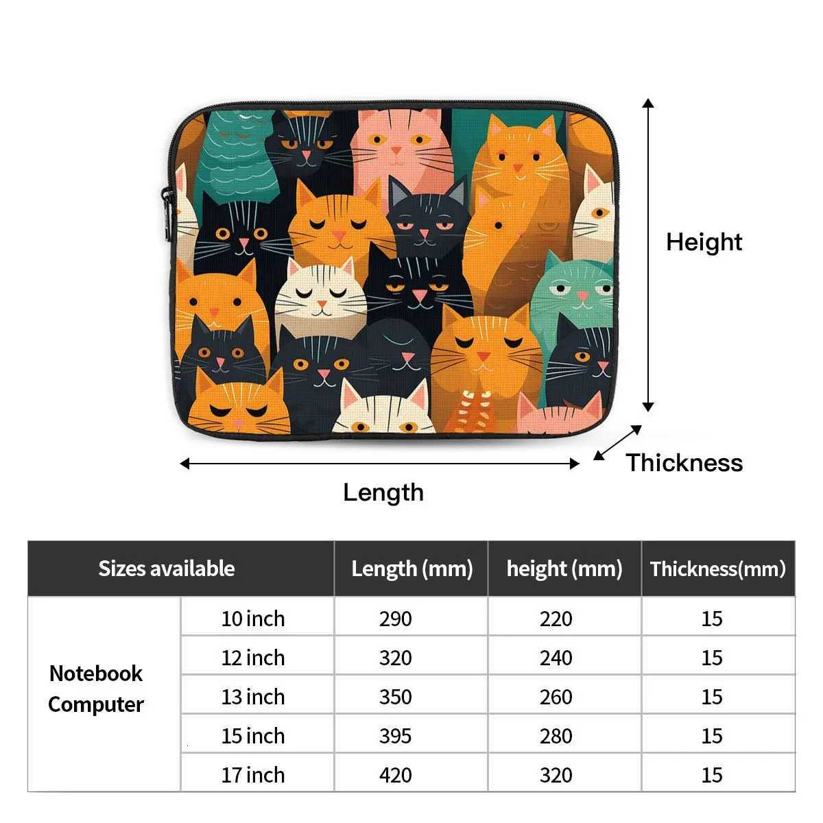 Case Colorful Cat Silhouettes Notebook Laptop Bag Case Pouch 10 12 13 15 17 Inch For Macbook Air Pro Tablet Shockproof Case BagW251015