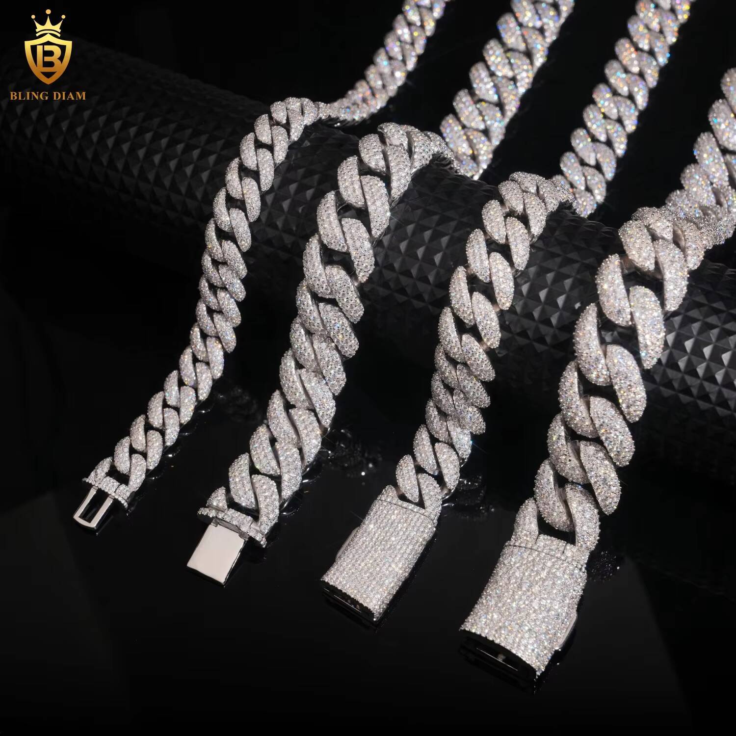 Hip Hop Styles Jewelry 20MM 22mm Moissanite Diamond Cuban Link Chain 925 Silver Iced Out Cuban Link Necklace Pass Diamond Tester