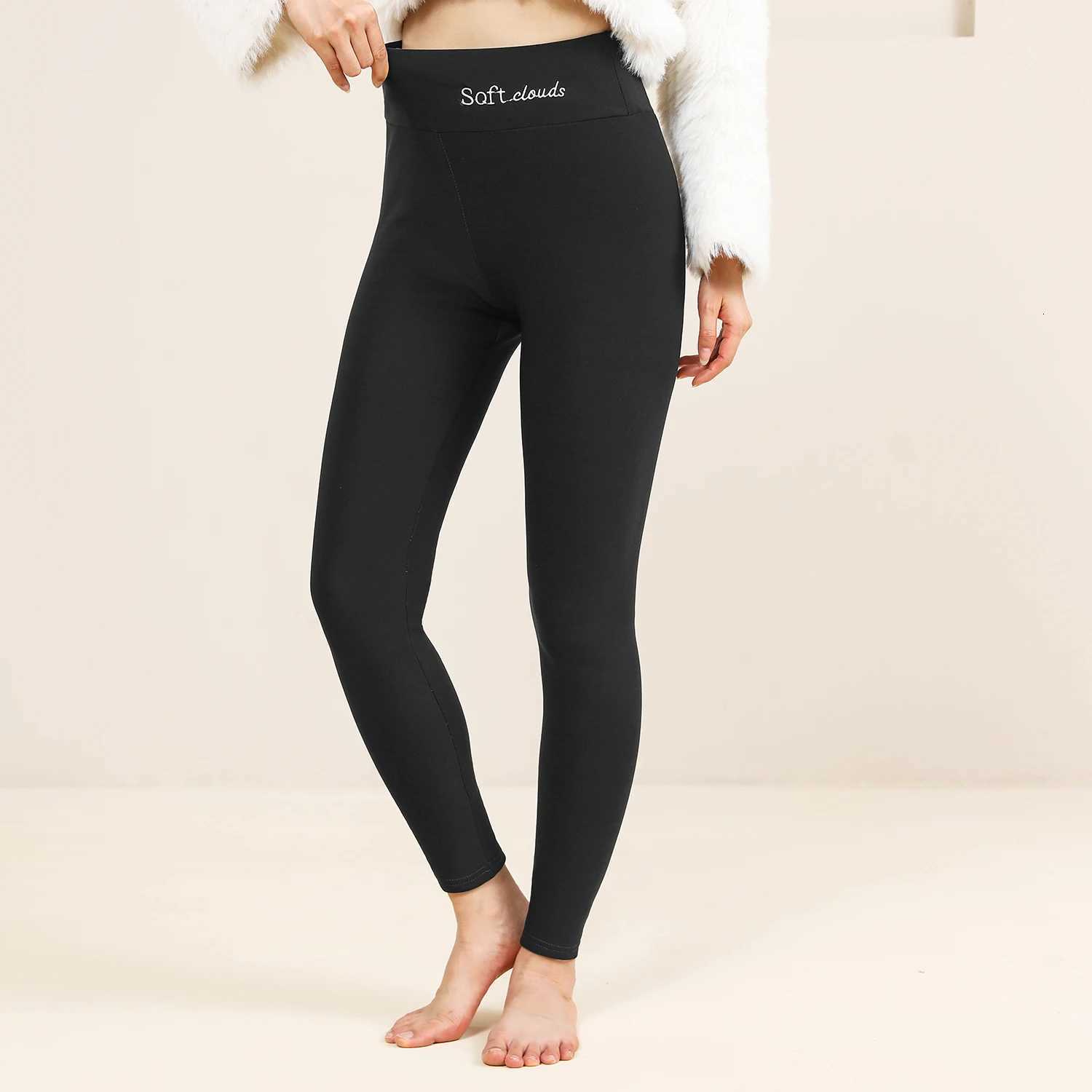 Velvet Lamb Wool Leggings for Women Winter Warm Tight Thermal Fleece Skinny Pants Slimming Stretch Fleece TrousersT251016