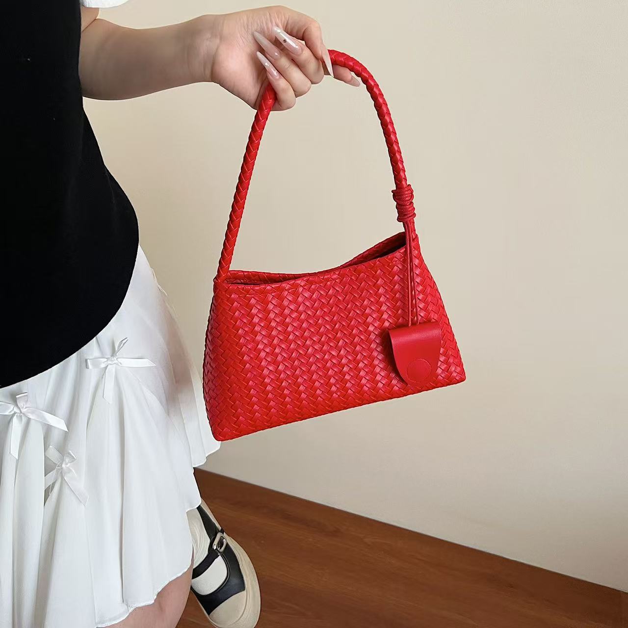 Small Niche Handmade Woven Armpit Bag, Women'S Fashionable Casual Handbag, Mother Bag, Large Capacity Shoulder Bag, Women'S Bag