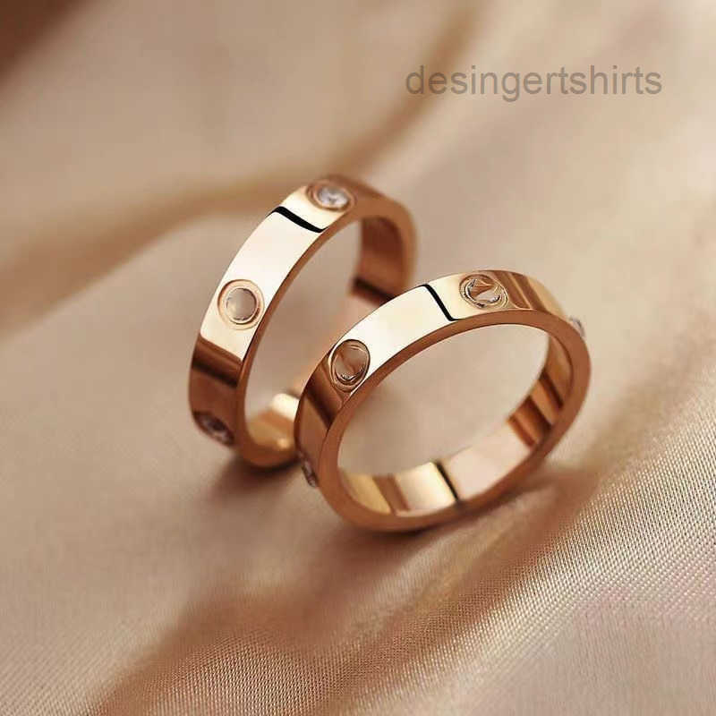 and Mens Love Rings Womens Rose Gold Jewelry Classic Luxury Designer Jewelry Titanium Plated Tarnish Free Rings Allergy Free 4mm 5mm 6mm Pair Ring Gifts