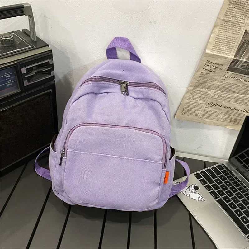 Canvas Women Small Backpack Vintage Feminina School Mini Backpack Women Bagpack Zipper Female Solid Girl MochilasT251016