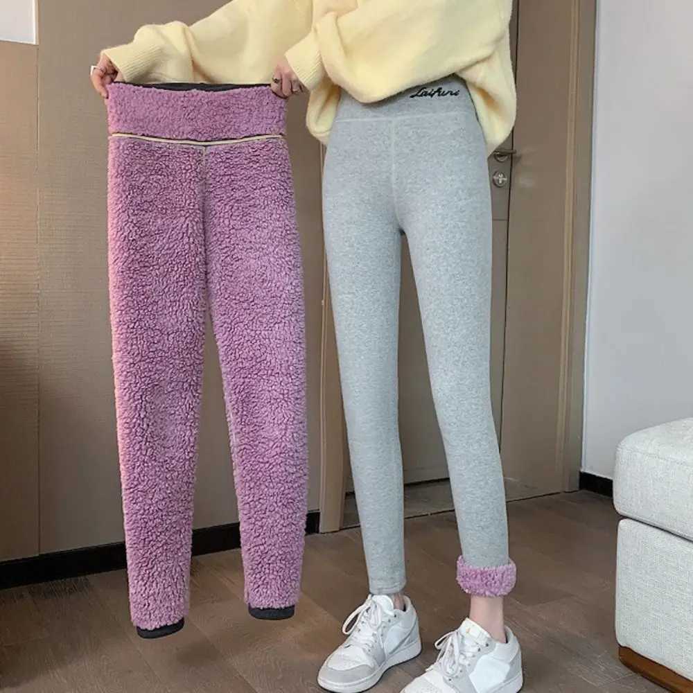 Cusual Autumn Winter Women Leggings Thickened Slim Fit Long Pants No Linting No Pilling Purple Fleece PantsT251016