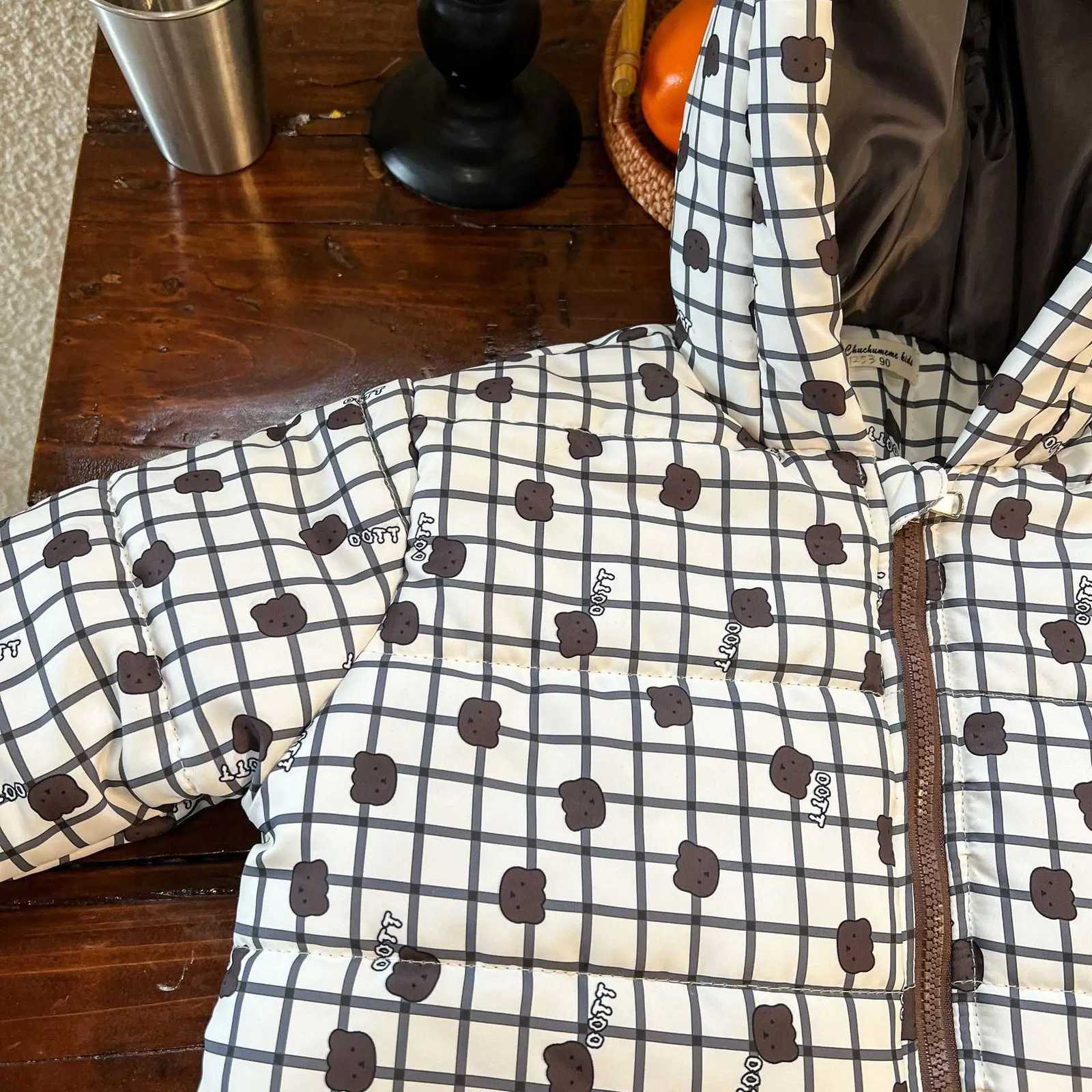 2024 Korea Style Kids Jacket Thickened Warm Winter Childrens Hooded Cotton Jacket Dinosaur Bear Boys Girls Cotton JacketT251016