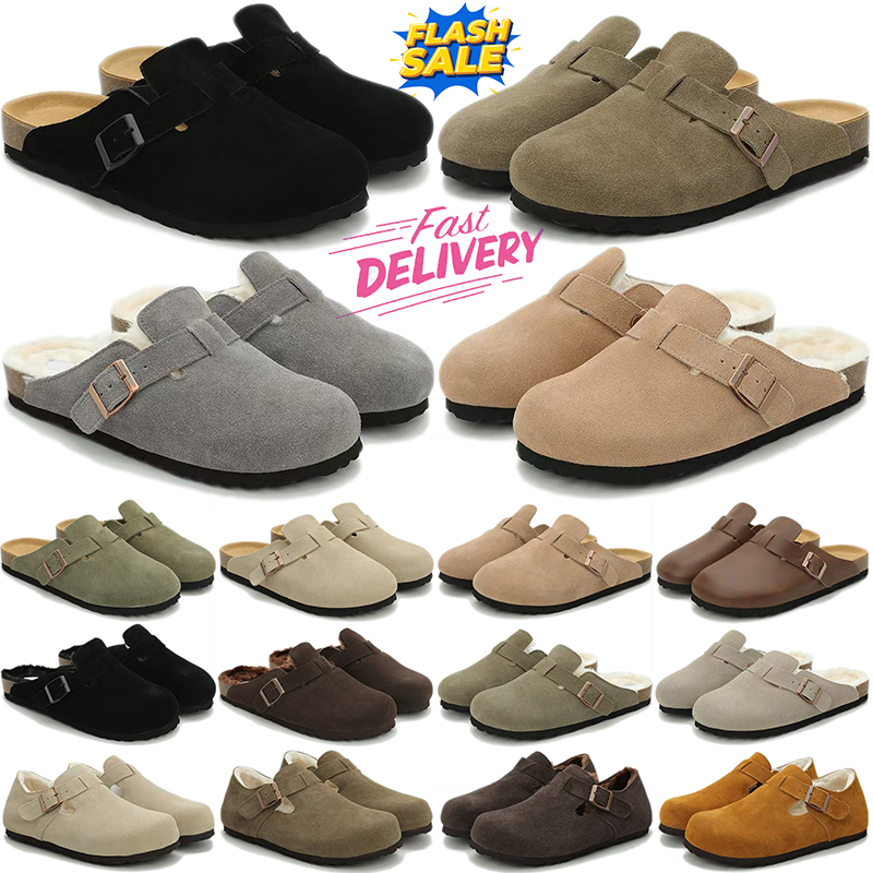 free shipping clogs designer slippers men trainers slides shoes shearling suede leather mules flip flops luxury chaussures schoenen sandals sandalias sandles