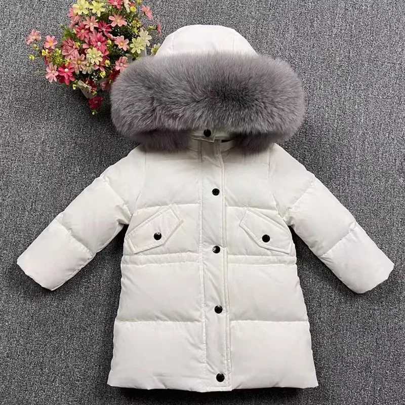 Winter New Hooded Down Coat For Girl Real Fur Collar Thicker Warm Outerwear Teenage Boys Kids Down Jackets Snowsuit A4766T251016