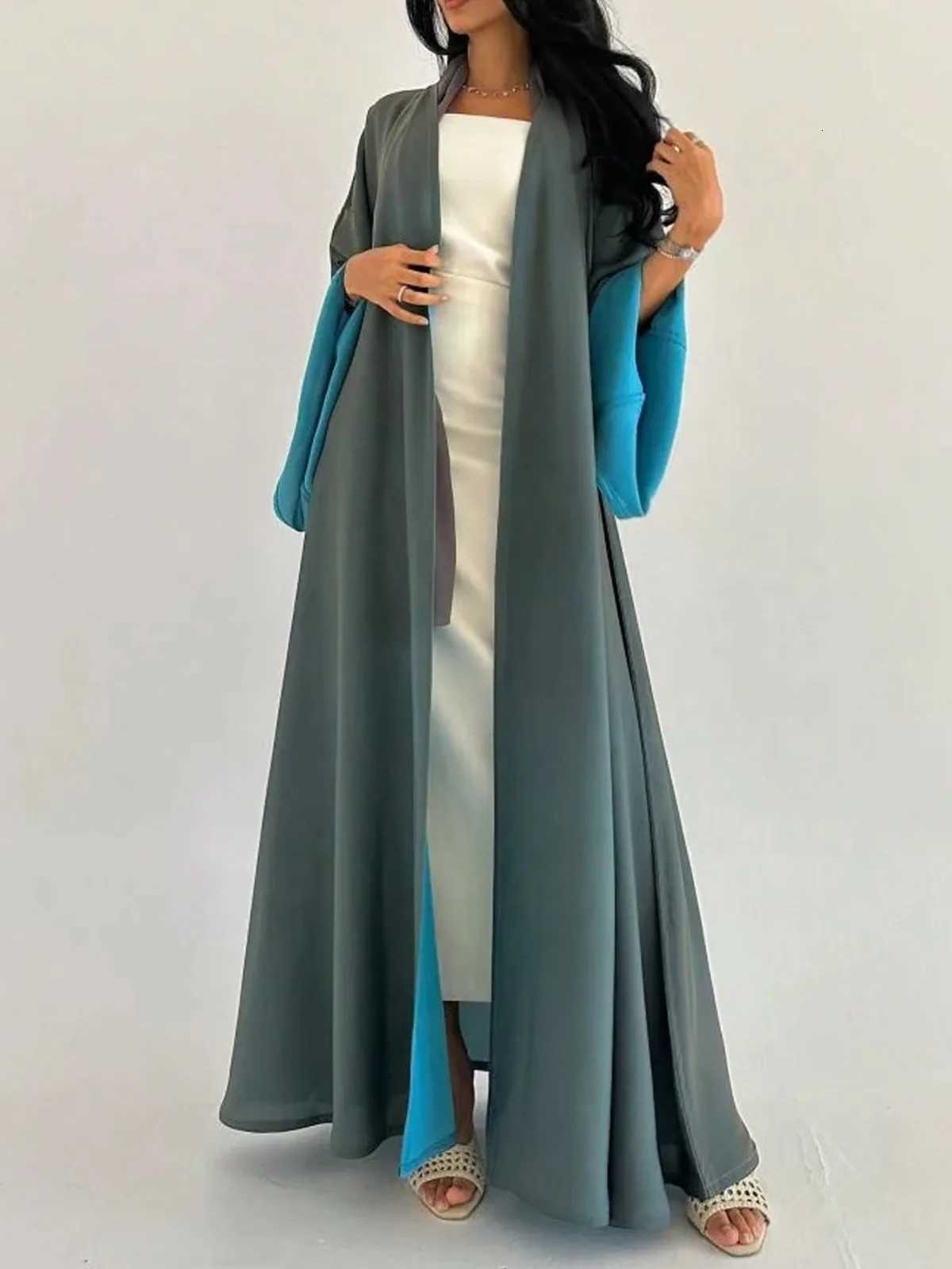 MiddleEast Loose Abaya Muslim Full Sleeve Islamic Abayas Turkey Kaftans Women Jilbabs Islamic Maxi Dresses Worn on Both Sides X2510161
