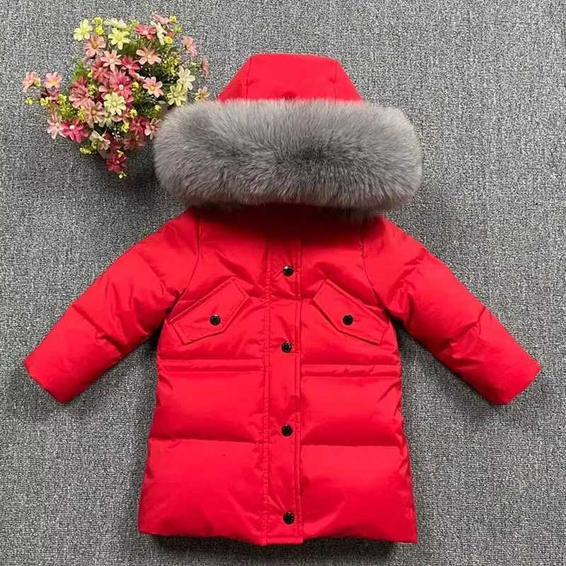 Winter New Hooded Down Coat For Girl Real Fur Collar Thicker Warm Outerwear Teenage Boys Kids Down Jackets Snowsuit A4766T251016