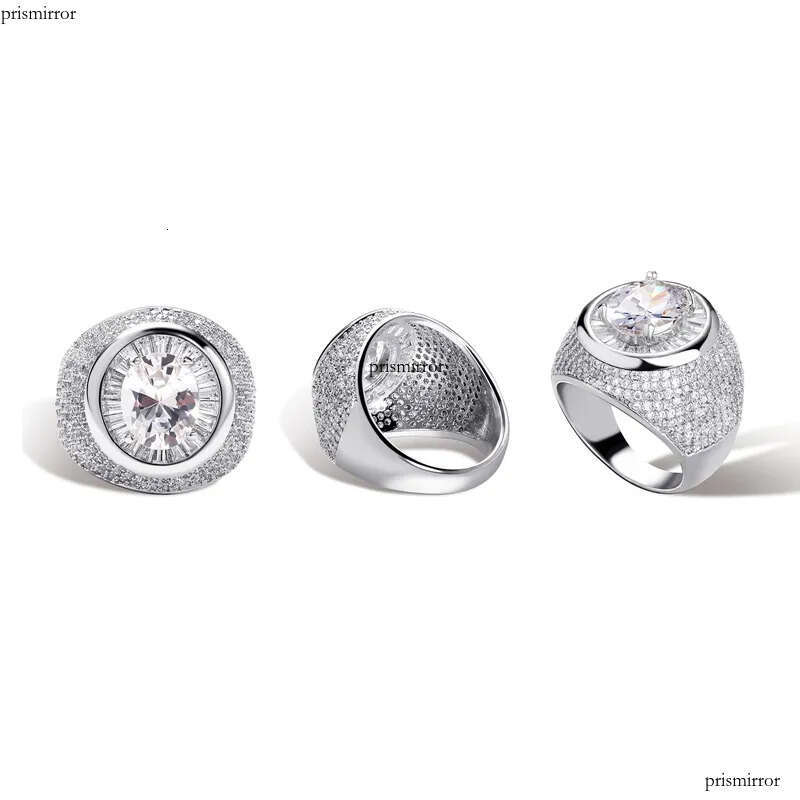 Mens Big Dia High Quality Gemstone Zircon Ring 14k Gold Rings Fashion Hip Hop Jewelry